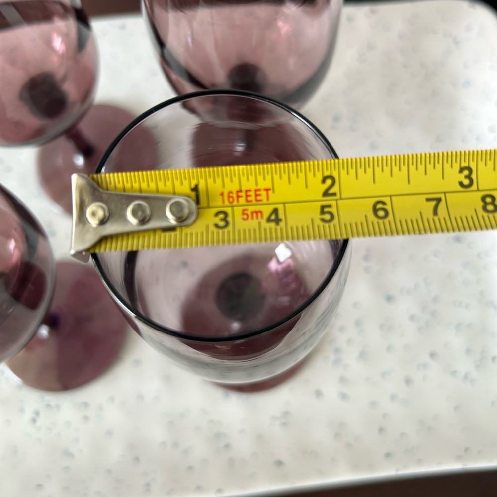 Retro Amethyst Wine Glasses Goblet Small Size 6in Set Of 4 - Picture 7 of 10